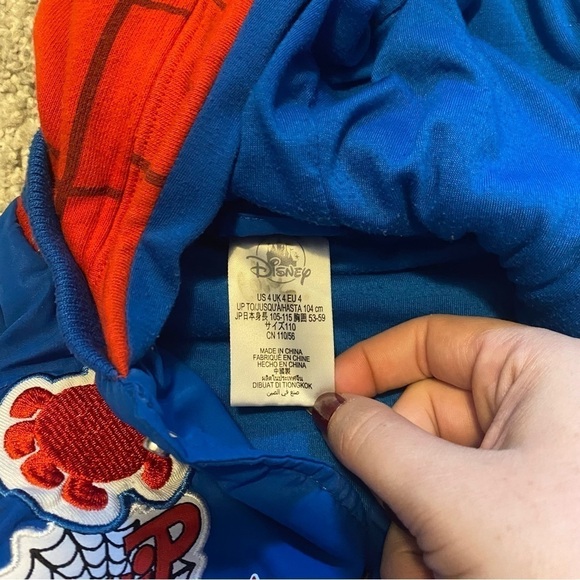 Disney Spidey and His Friends Hooded Jacket Sz 4 Hooded Snap Button Blue Red - Picture 5 of 6